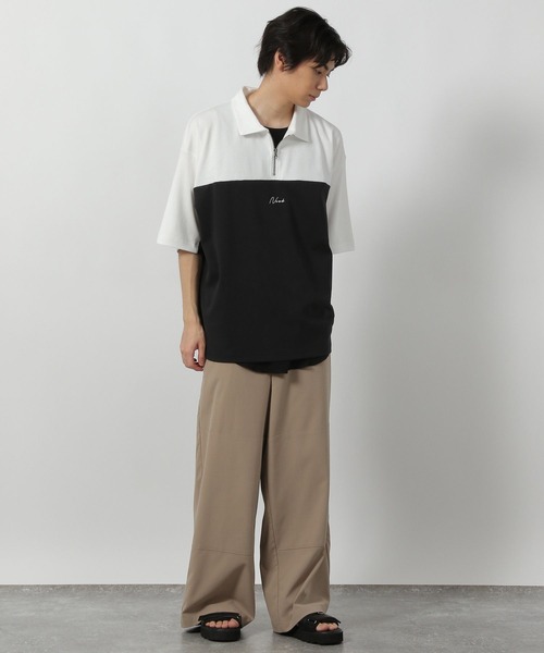 LAKOLE（ラコレ） tシャツ バイカラーハーフZIPロゴT / 578548 メンズ