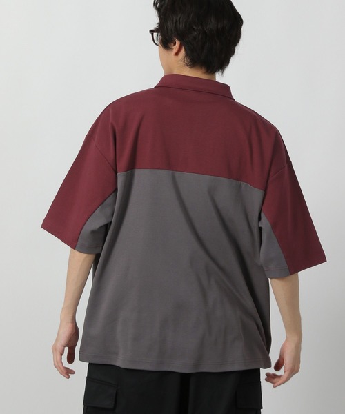 LAKOLE（ラコレ） tシャツ バイカラーハーフZIPロゴT / 578548 メンズ