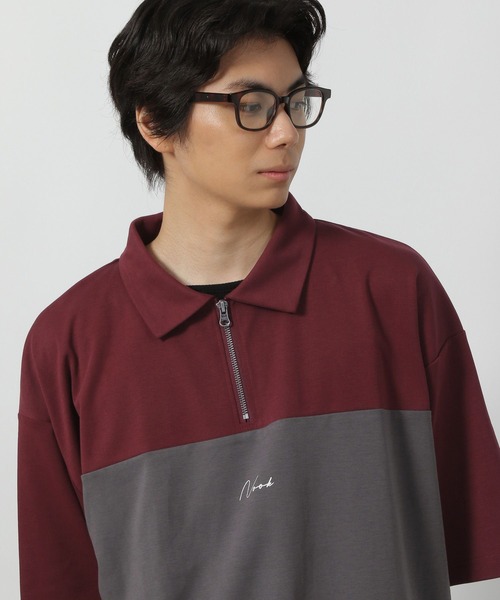 LAKOLE（ラコレ） tシャツ バイカラーハーフZIPロゴT / 578548 メンズ
