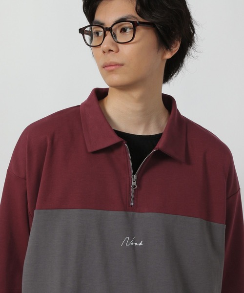 LAKOLE（ラコレ） tシャツ バイカラーハーフZIPロゴT / 578548 メンズ