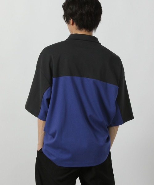 LAKOLE（ラコレ） tシャツ バイカラーハーフZIPロゴT / 578548 メンズ