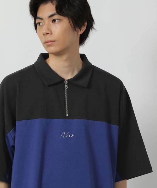LAKOLE（ラコレ） tシャツ バイカラーハーフZIPロゴT / 578548 メンズ