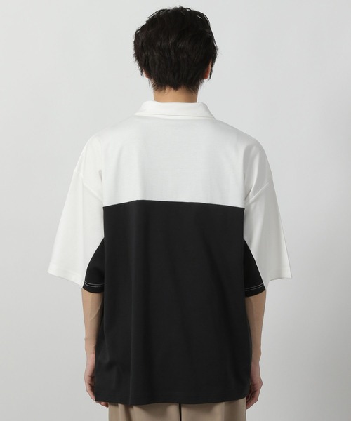 LAKOLE（ラコレ） tシャツ バイカラーハーフZIPロゴT / 578548 メンズ