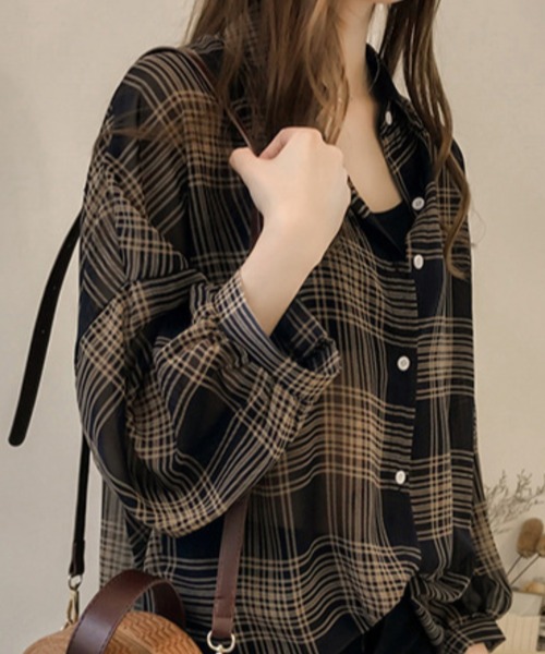 cammie ブラウス シャツ シアーチェックシャツ レディース : ZOZOTOWN 