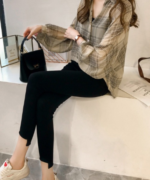 cammie ブラウス シャツ シアーチェックシャツ レディース : ZOZOTOWN 