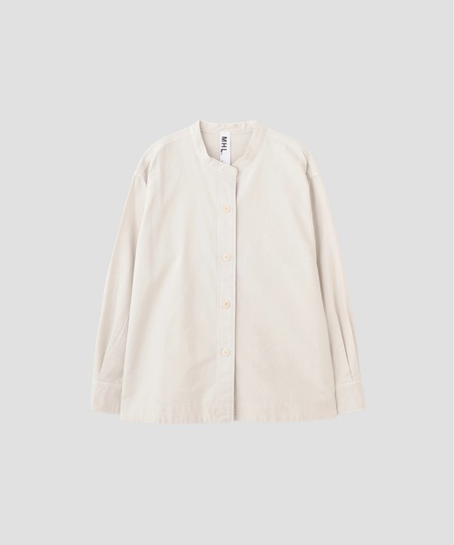 MHL. SOFT HOPSACK ブラウス シャツ バンドカラー 白 MHL.（エムエイチエル） ブラウス シャツ SOFT HOPSACK レディース