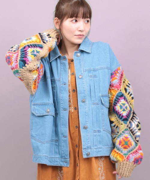 チチカカ（TITICACA） デニムジャケット gジャン Rico ハンドクロシェ