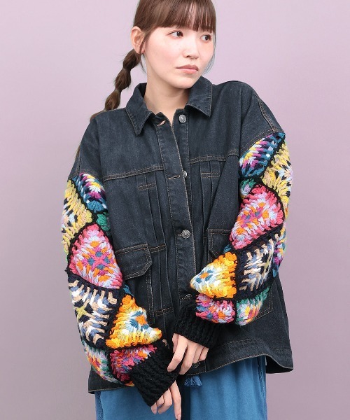 チチカカ（TITICACA） デニムジャケット gジャン Rico ハンドクロシェ