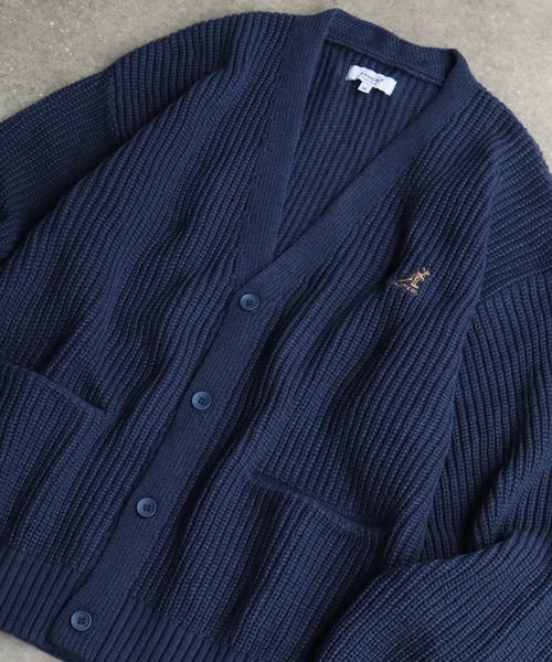 KANGOL（カンゴール） カーディガン 「KANGOL/カンゴール」ロゴ刺繍 畦