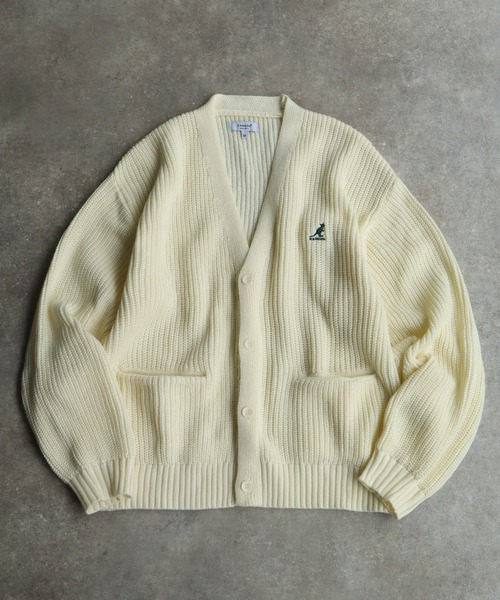 KANGOL（カンゴール） カーディガン 「KANGOL/カンゴール」ロゴ刺繍 畦