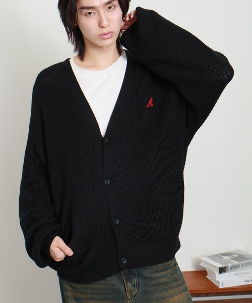 KANGOL（カンゴール） カーディガン 「KANGOL/カンゴール」ロゴ刺繍 畦