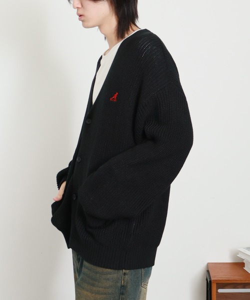 KANGOL（カンゴール） カーディガン 「KANGOL/カンゴール」ロゴ刺繍 畦 