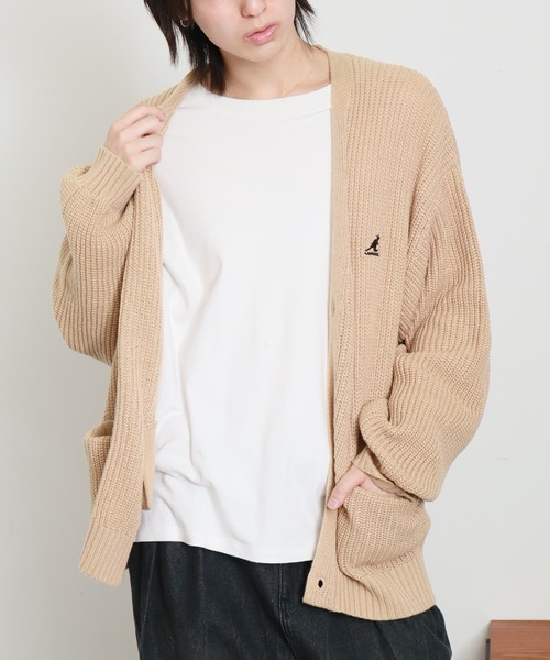 KANGOL（カンゴール） カーディガン 「KANGOL/カンゴール」ロゴ刺繍 畦