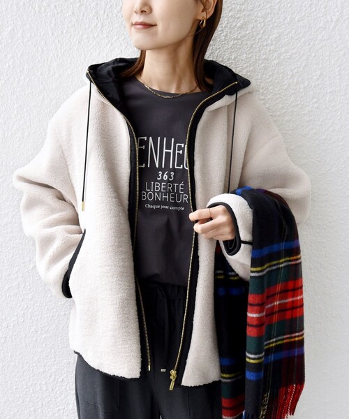 SHIPS（シップス） ブルゾン アウター 「WEB限定」ボア 配色 フード