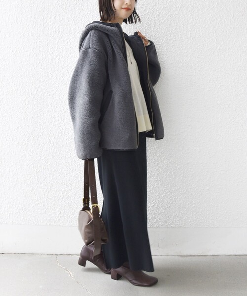 SHIPS ブルゾン アウター 「WEB限定」ボア 配色 フード レディース