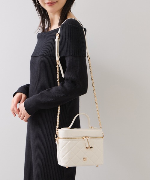 VIS（ビス） ハンドバッグ ファーハンドルキルティング＆ツイード