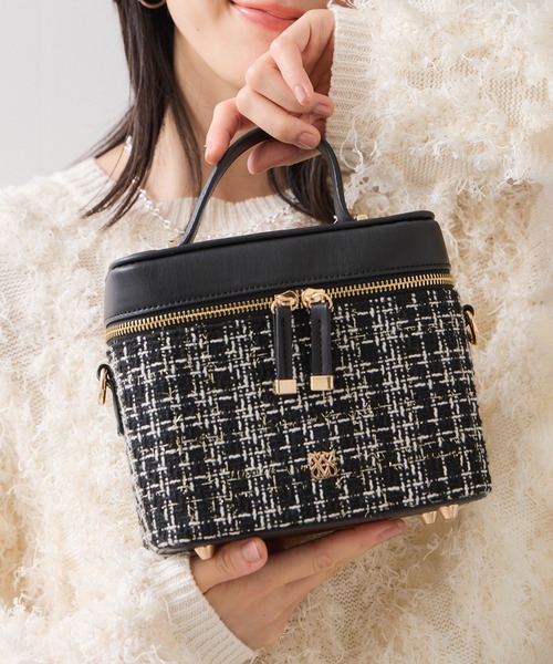 VIS（ビス） ハンドバッグ ファーハンドルキルティング＆ツイード