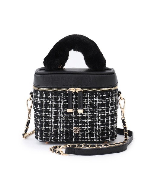 VIS（ビス） ハンドバッグ ファーハンドルキルティング＆ツイード