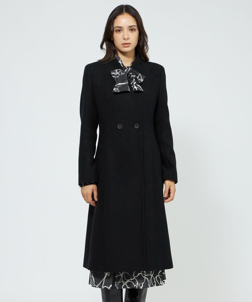 エポカ　カメリア　エアリーウールコート　ロング　ブラック　ノーカラー　大きい EPOCA（エポカ） ノーカラーコート コート カメリア ウールロング