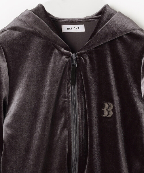BASICKS ベイシックス マイクロ ブラ ベロア フーディー BASICKS（ベイシックス） パーカー レディース : ZOZOTOWN Yahoo!店