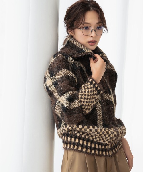 ELFRANK ブルゾン アウター 「2025AW」チェック ジャガード スタンド