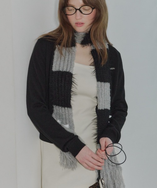 GIUNON ストール マフラー mohair touch border muffler / モヘア