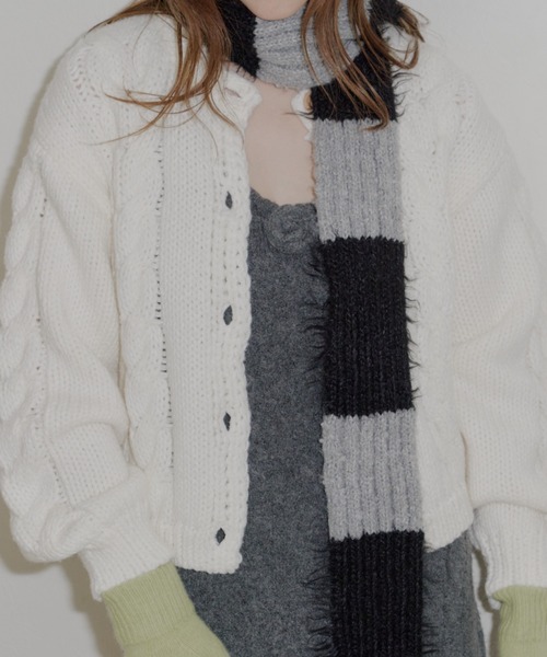 GIUNON ストール マフラー mohair touch border muffler / モヘア