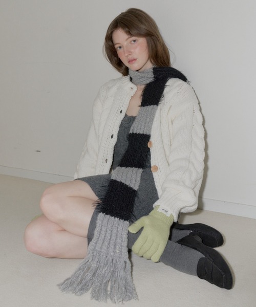 GIUNON ストール マフラー mohair touch border muffler / モヘア