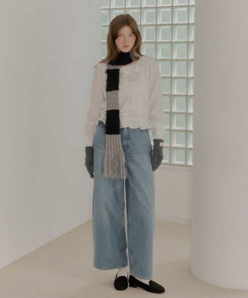GIUNON マフラー GIUNON ストール マフラー mohair touch border muffler / モヘア