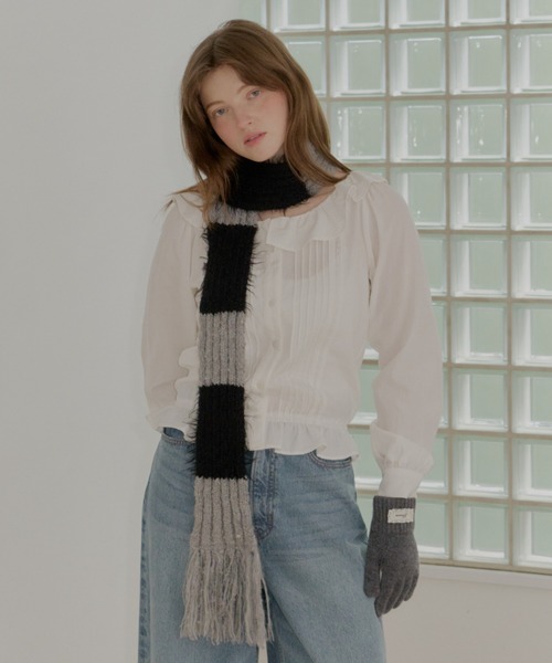 GIUNON マフラー GIUNON ストール マフラー mohair touch border muffler / モヘア