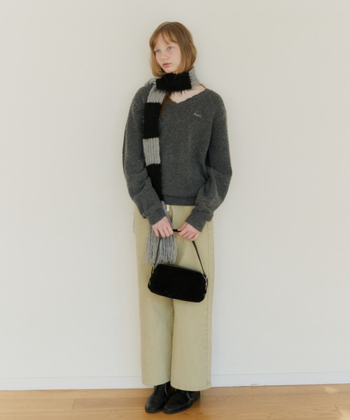 GIUNON ストール マフラー mohair touch border muffler / モヘア