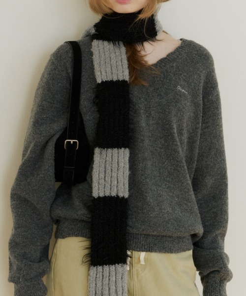 GIUNON ストール マフラー mohair touch border muffler / モヘア