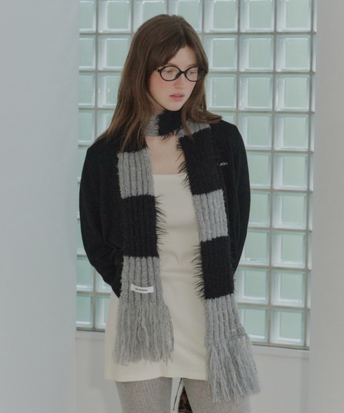 GIUNON ストール マフラー mohair touch border muffler / モヘア
