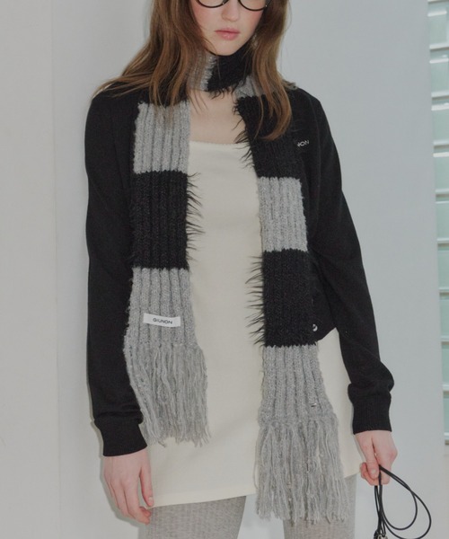 GIUNON ストール マフラー mohair touch border muffler / モヘア