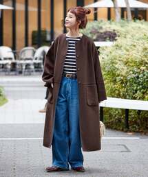 B.C STOCK（ベーセーストック） ノーカラーコート コート 「追加」S120