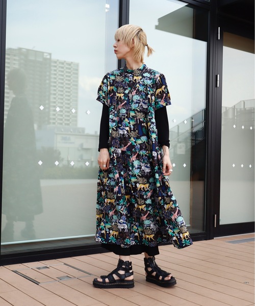 「rovtski」 「chou chou」半袖ワンピース FREE ブラック レディース_画像3