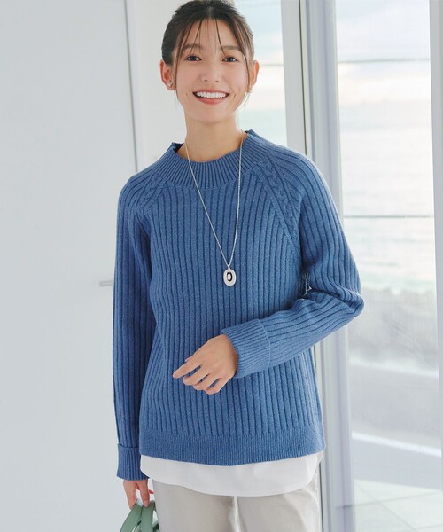 Tiaclasse ニット セーター メランジケーブルラグラントップス