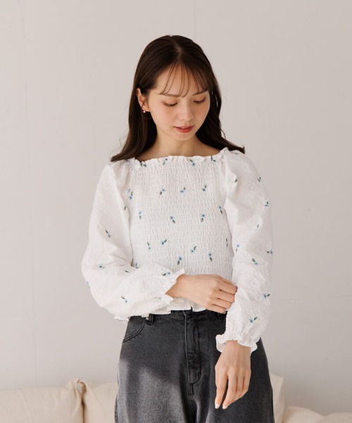 「flower」 長袖ブラウス FREE ホワイト レディース_画像5