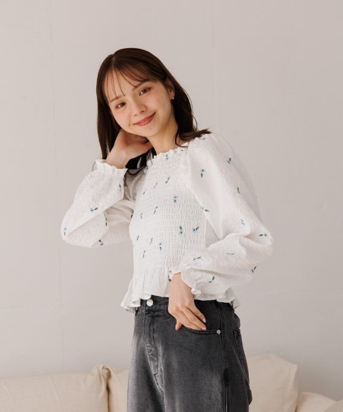 「flower」 長袖ブラウス FREE ホワイト レディース_画像6