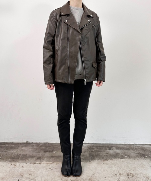 「COMMON WARE」 「HALHAM」ライダースジャケット M ブラック レディース_画像4