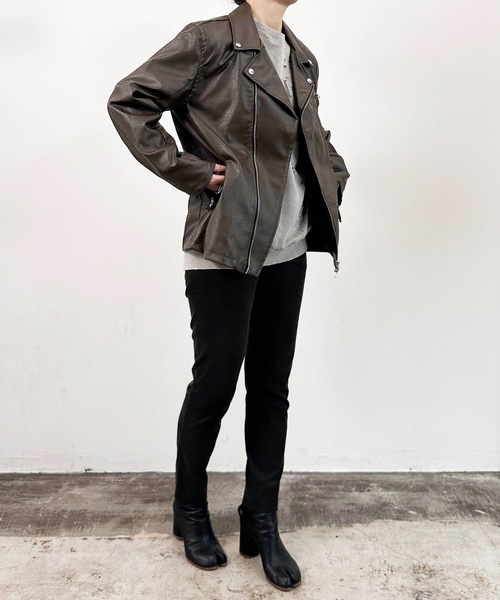 「COMMON WARE」 「HALHAM」ライダースジャケット M ブラック レディース_画像7