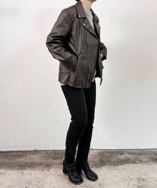 「COMMON WARE」 「HALHAM」ライダースジャケット M ブラック レディース_画像8