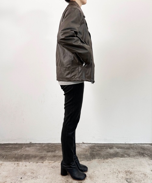 「COMMON WARE」 「HALHAM」ライダースジャケット M ブラック レディース_画像9