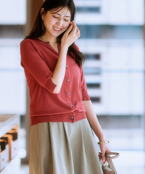 「7days Life Styling」 「Flow and Fixture」7分袖ニットカーディガン L ブラック レディース_画像2