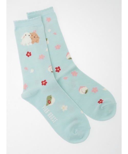 ピンクハウス 新品 くま うさぎ コサージュ ソックス セット PINK HOUSE（ピンクハウス） 靴下 幸見うさぎ柄ソックス レディース