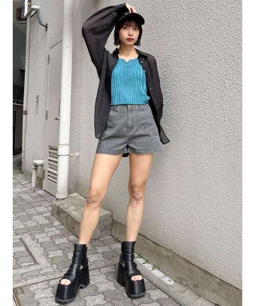 MURUA（ムルーア） ブーツ ギャザープラットフォームシューズ