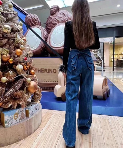 「pumpkin port」 デニムパンツ S ブルー レディース_画像3