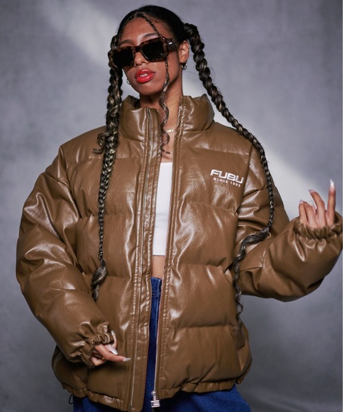 「FUBU」 レザーブルゾン X-LARGE ブラウン メンズ_画像4