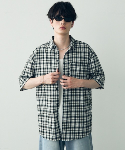「Shoowtime」 半袖シャツ MEDIUM ブルー メンズ_画像3