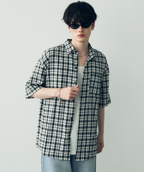「Shoowtime」 半袖シャツ MEDIUM ブルー メンズ_画像4